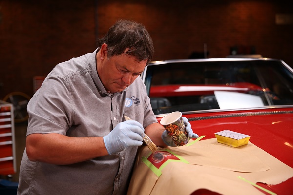 Mike working on the Corvette.